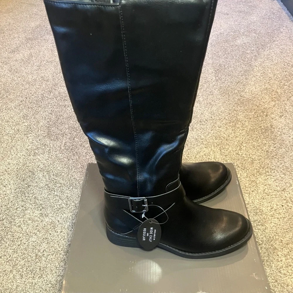 Style & Co Margoo Black Knee High Riding Boots Womens 5M F42199‎ NEW Equestrian